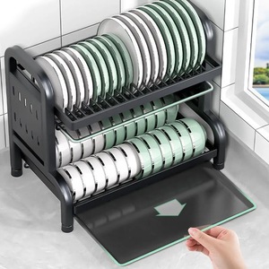 Giá để bát đĩa đa năng hai tầng bằng kim loại, có khay đựng đũa, dao và thớt - Product Image 4