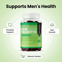Gummies OEM/ODM pour la Prostate et la Croissance Capillaire à base de Palmier Nain – Complément Végétal pour la Prostate, 60 Gummies/Flacon, 2 Gummies par Portion