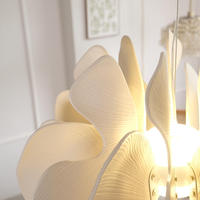 Lustre LED en fer et céramique, design simple américain, style ligne de pêche, modèle pétale, pour salle à manger, salon et chambre
