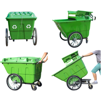 Bac de rangement rectangulaire en PP écologique de 400 L avec pédale et chariot à ordures à 2 roues pour usage extérieur en hôtel