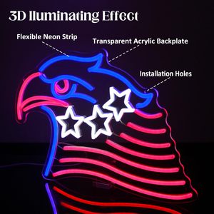Patriotic Eagle Flag Neon <b>LED</b> American <b>Stars</b> and Stripes Decorative <b>Light</b> Indoor Shop Window Atmosphere <b>Light</b> Indicator <b>Light</b> 5V - Product Image 3