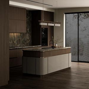 Juego de armario de cocina moderno y completo de madera, chapa de madera maciza para comedor, incluye cesta de cajón con bisagra para grifo - Product Image 3