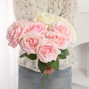 Roses artificielles, bouquet de fleurs en soie de 52 pièces, haute simulation, décoration de mariage, arrangement pour salon et entrée - Product Image 2