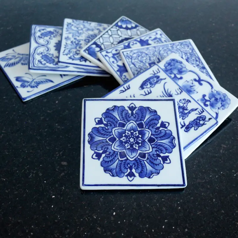 Wholesale of antique blue and white ceramic pieces customized blue white ceramic plates variou types of blue and white porcelain