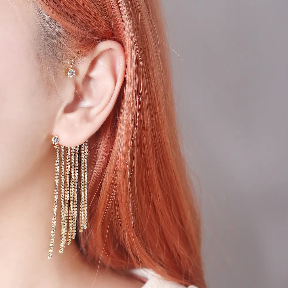 Xingyu Jewelry Brass Trendy Ear Hook Clip Earrings Without Piercing For Women Accessories Long Tassels Cuff Earring Jewelry