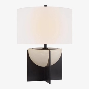Lampe de table minimaliste moderne avec base en marbre et abat-jour blanc pour la décoration du salon et de la chambre - Product Image 1
