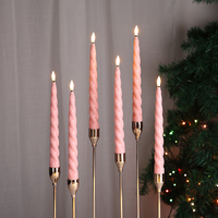 Bougie chauffe-plat à LED en cire de paraffine rose à flamme réelle en 3D à piles de Matti pour la décoration de la maison à Noël
