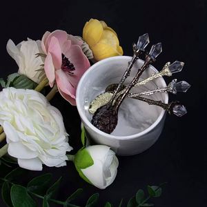 Retro Spoons Set <b>Crystal</b> Alloy Coffee Spoons Decorative Vintage Carved Spoons Stereoscopic Teaspoons for Cafe Tableware - Product Image 4