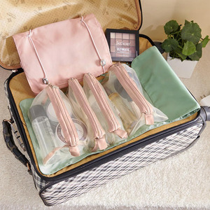 Sac de maquillage pliable pour femme, vente en gros d'usine, grande fermeture éclair personnalisée, nylon, 4 en 1, sac cosmétique multifonctionnel - Product Image 6