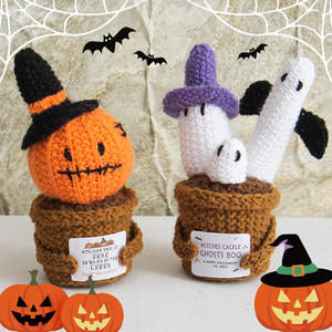 Halloween fait à la main décor de bureau citrouilles fantômes poupées à énergie positive Crochet câlin plante et cartes cadeaux de fête - Product Image 1