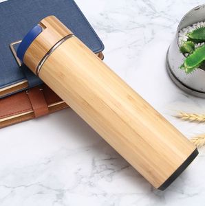 Eco-Friendly Thermos Vacuum Insulated Vaccum Stainless Steel Bamboo Thermal <b>Coffee</b> Tea Water <b>Flask</b> - Product Image 6