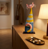 Figurines de chats rayés colorés, décorations pour la maison, artisanat de table, objets décoratifs mignons en forme d'animaux