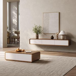 Moderne schwimmende Holz medien konsole TV-Einheit Tischs chrank mit Stauraum Schwimmender TV-Ständer Tisch Multifunktional - Product Image 3