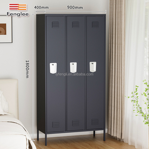 Armoire de vestiaire métallique personnalisée à 6 portes avec cadenas pour l'école, armoire en acier noire à 3 portes - Product Image 3