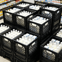 Caisse à lait en plastique robuste de 16 quarts, empilable, ventilée, panier de rangement, conteneur de transport pour supermarché et entrepôt
