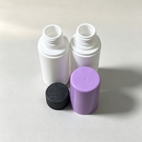 Bouteille en plastique PET cylindrique blanche opaque de 60 ml, conteneur vide pour liquides cosmétiques avec double couvercle anti-fuite, personnalisable