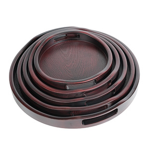 New Chinese style Japanese <b>tea</b> <b>tray</b>/<b>tray</b>, imitation wood plastic round household imitation wood barbecue plate/water cup <b>tray</b> - Product Image 3