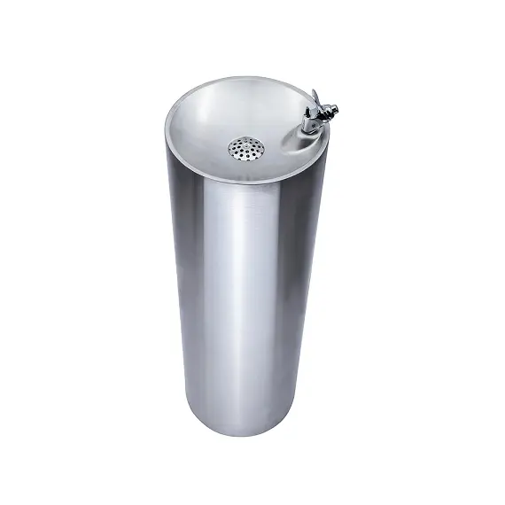 Customized SS304 Stainless Steel Portable Cold Water Round Pedestal Outdoor Drinking Fountain