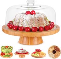 6-in-1Bamboo Gâteau Stand Avec Dôme