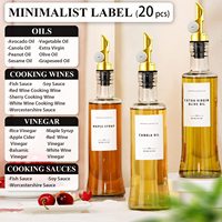 Ensemble distributeur d'huile et de vinaigre de 300ml Distributeur d'huile avec bec verseur couleur or Plateau en bambou et distributeur de sirop de café 20 étiquettes