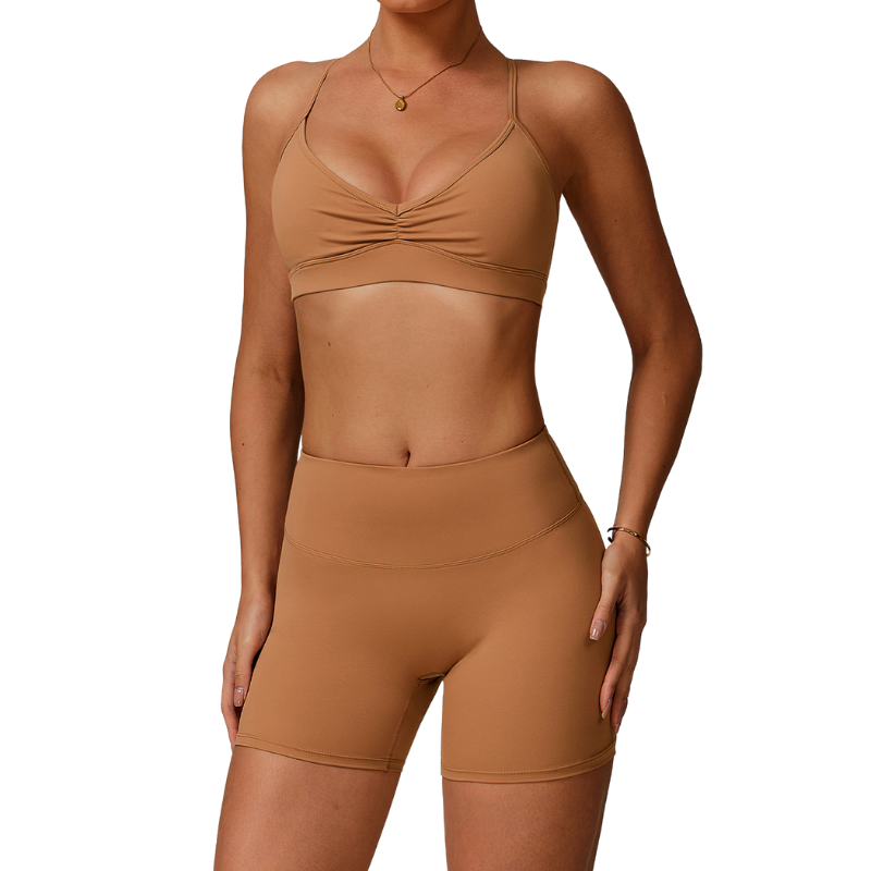 บรา+กางเกงขาสั้นสีส้ม