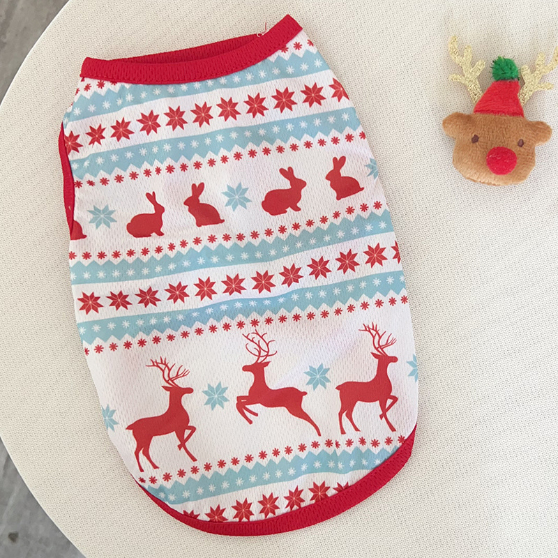 Christmas vest-white base with red deer