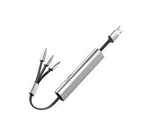 Câble de charge rapide 3-en-1 en métal rétractable 3A, <span class=keywords><strong>cordon</strong></span> de synchronisation un-vers-trois pour téléphone portable et tablette - Product Image 1