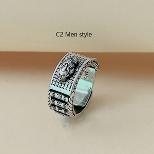 Оптовая продажа, Серебряное регулируемое кольцо в стиле ретро - Product Image 5