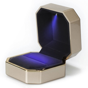 High-End Customized Leather Jewelry Box LED <b>Light</b> Square Velvet Packaging for Rings Necklaces Pendants Spray Painted - Product Image 3