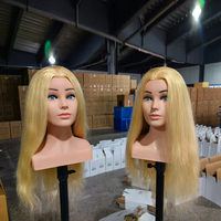 Blonde vraie tête d'entraînement de Mannequin de cheveux humains avec épaule beauté école mariée coiffure maquillage formation Mannequin poupée