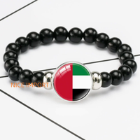 Bracelet perlé élastique noir drapeau des Émirats arabes unis, accessoire patriotique tendance pour hommes et femmes, best-seller