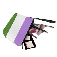 Trousse de Toilette de Voyage en Cuir PU Motif Arc-en-ciel Gay Genderqueer Personnalisée pour Longs Trajets, Rangement de Beauté pour Dortoir