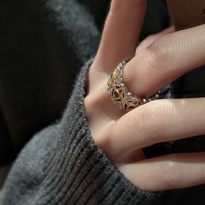 Anillo de Encaje de Plata Pura S925, Diseño Antiguo de Nicho con Estilo Retro Francés, Joyería Ajustable de Cara Ancha, Simple, Ligera y de Lujo - Product Image 3