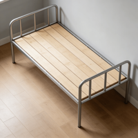 Cadre de lit simple en métal robuste moderne avec pieds tubulaires de 38 mm, barrières en acier thermolaqué, idéal pour dortoirs scolaires, auberges et hôtels, facile à assembler