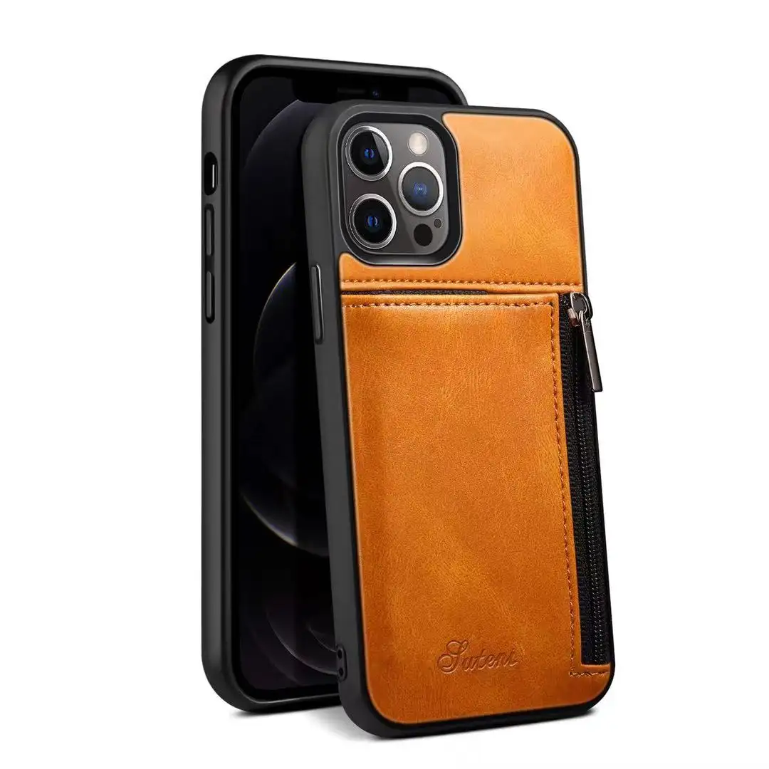 Credit Slot Wallet Leather TPU+PC Phone Case for iPhone 13 Pro Max
