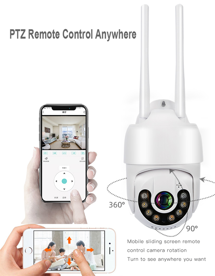 Full Color HD1080P 2MP/3MP/4MP/5MP/8MP Night Vision Two Way Audio Icsee Outdoor Waterproof Wifi CCTV Security PTZ Dome IP Camera