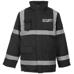 Hot Sale Custom Design Reflective Black Winter Uniform Guard Security Jacket