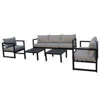 Uplion-Ensemble de 5 meubles de jardin en aluminium design moderne, coussin de table et de chaise pour l'extérieur, canapé, salle à manger, tissu PU, non pliable