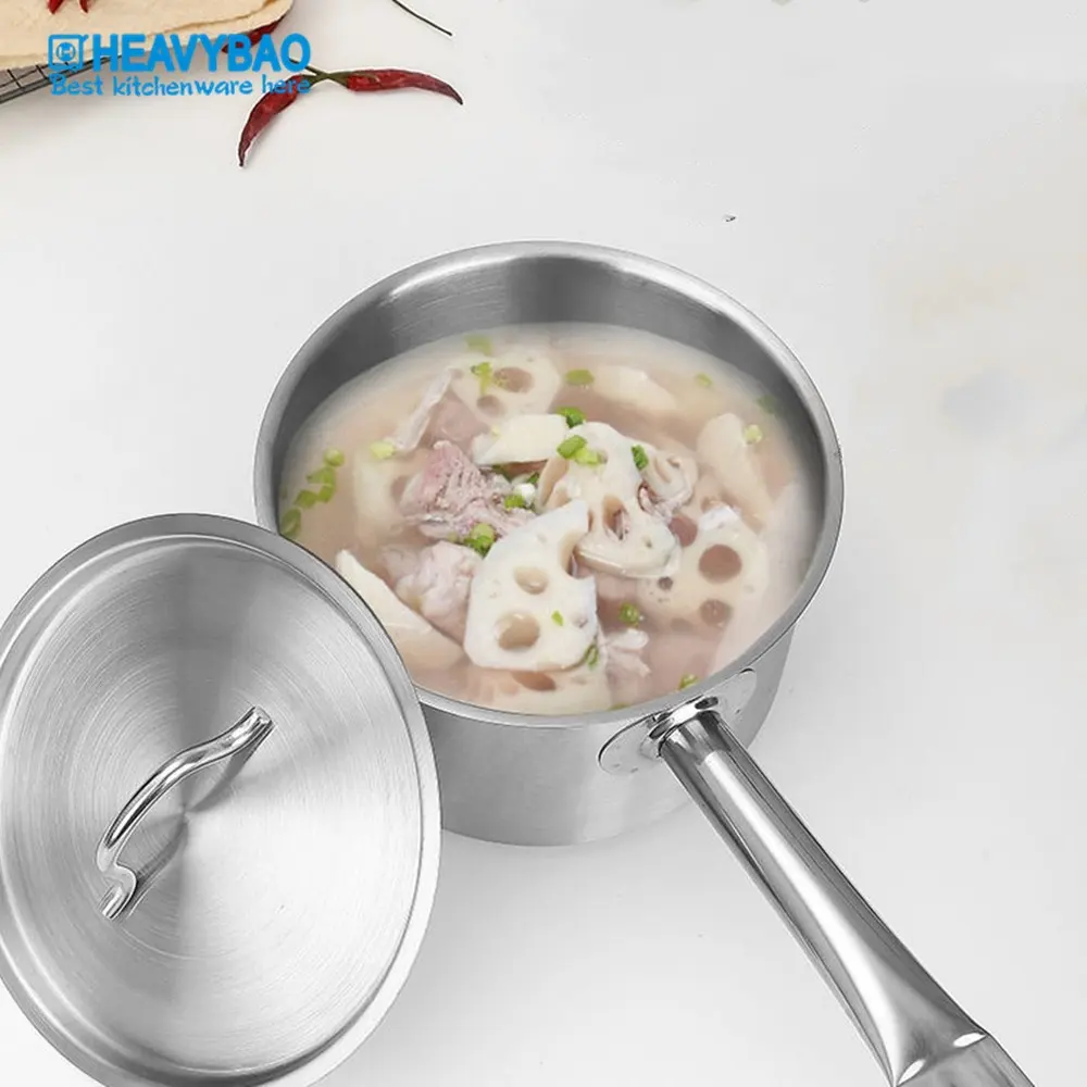 Heavybao दूध के बर्तन स्टेनलेस स्टील खाना पकाने के बर्तन संभाल पॉट सॉस के साथ गर्म भोजन के लिए