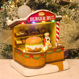 Aldea Navideña Animada con Luces LED, Caseta de Hamburguesas en Movimiento, Escultura de Resina, Decoración Iluminada para <span class=keywords><strong>el</strong></span> Hogar, Escritorio, Mesa, Adorno Festivo - Product Image 3