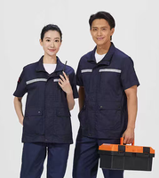 Vêtements de travail unisexes en polyester respirant à manches courtes haute visibilité pour l'été. Fabriqué en usine avec un tissu confortable