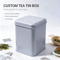 Boîte en fer blanc carrée mate 72x72x98mm avec logo personnalisé, qualité alimentaire, pour emballage de thé et bonbons, idéale pour cadeaux de luxe en gros