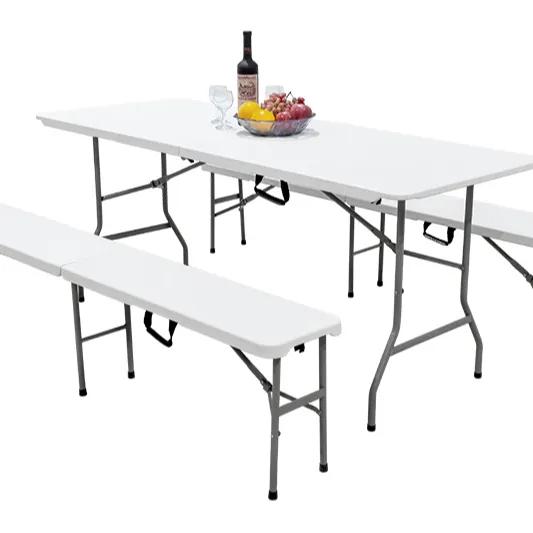 Groothandel Eenvoudige Draagbare Outdoor Tafel 6 Inch Plastic Klaptafel 180 Cm Klaptafel