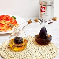 2026 Distributeur 2-en-1 à double bec verseur et compartiments multiples pour huile d'olive, vinaigre, vin et sauce soja, en verre