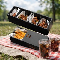 Boîte alimentaire en papier à tiroir coulissant imprimée sur mesure, boîte à emporter multi-compartiments avec trous d'aération pour poulet frit, boîte à collation en papier