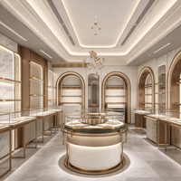 Vitrine à bijoux moderne en verre avec présentoir en bois et meuble de présentation pour les tendances actuelles des bijouteries