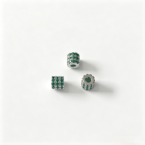 Perles entretoises micro-pavées en CZ vert, perles tubulaires en laiton plaqué rhodium <span class=keywords><strong>pour</strong></span> la fabrication de bijoux de style <span class=keywords><strong>Pandora</strong></span> DIY - Product Image 1