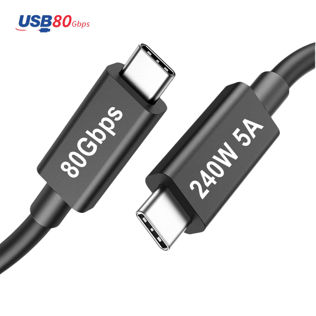 CABLETOLINK Certified USB4.0 80 Gbps Type-C 240W 16K Thunderbolt 4 Full Compatible Data Cable