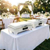 Chauffe-Plat Électrique 9L pour Buffet d'Hôtel, Plat de Présentation en Acier Inoxydable Noir pour Mariages et Banquets de Noël