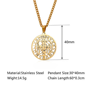 Collier pendentif croix d'exorcisme en acier inoxydable pour homme, amulette personnalisée de l'Exorciste, bijou cadeau, carte de <span class=keywords><strong>la</strong></span> Sainte-Croix <span class=keywords><strong>Benedictine</strong></span> - Product Image 2